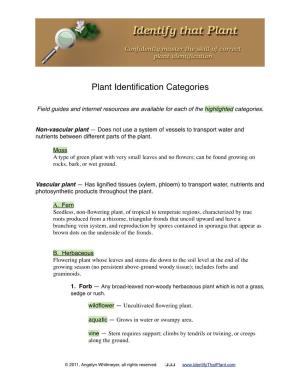 Plant Identification Categories