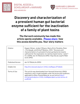 Discovery and Characterization of a Prevalent Human Gut Bacterial Enzyme Sufficient for the Inactivation of a Family of Plant Toxins