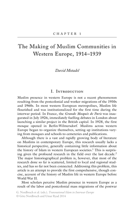 The Making of Muslim Communities in Western Europe, 1914–1939