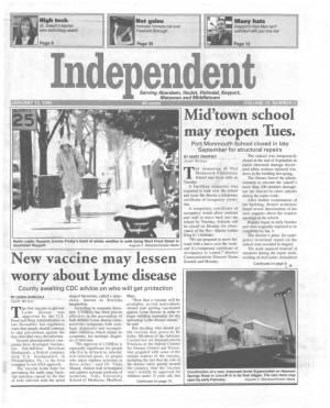 Mid'town School May Reopen Tues. New Vaccine May Lessen Worry About Lyme Disease