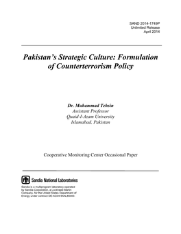 Pakistan's Strategic Culture