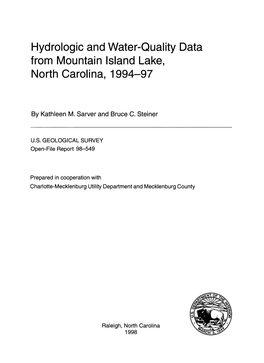 Hydrologic and Water-Quality Data from Mountain Island Lake, North Carolina, 1994-97