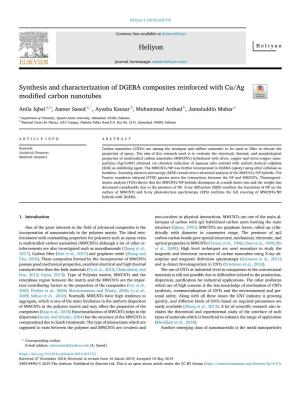Synthesis and Characterization of DGEBA Composites Reinforced with Cu/Ag Modiﬁed Carbon Nanotubes