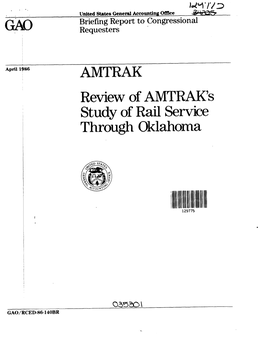 RCED-86-140BR Review of Amtrak's Study of Rail Service Through