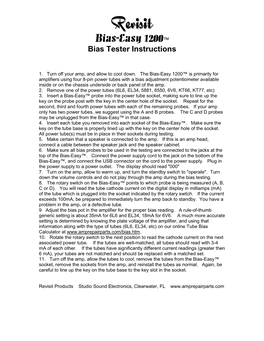 Bias-Easy 1200™ Bias Tester Instructions