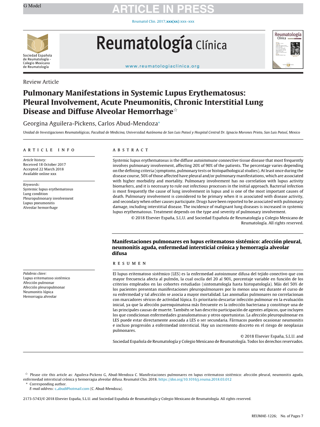 Pulmonary Manifestations in Systemic Lupus Erythematosus: Pleural Involvement, Acute Pneumonitis, Chronic Interstitial Lung Dise