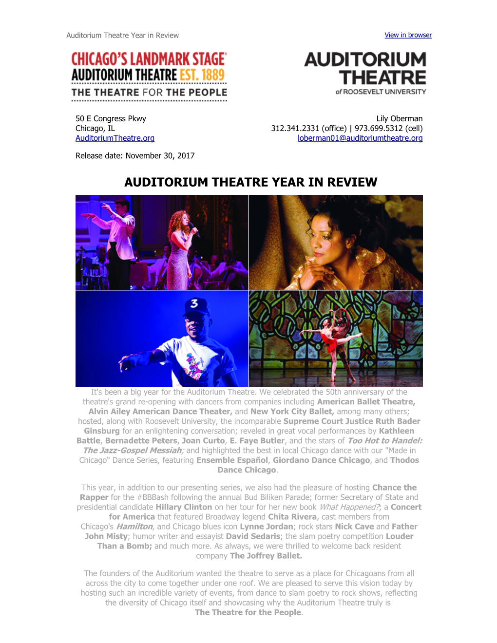 Auditorium Theatre Year in Review View in Browser