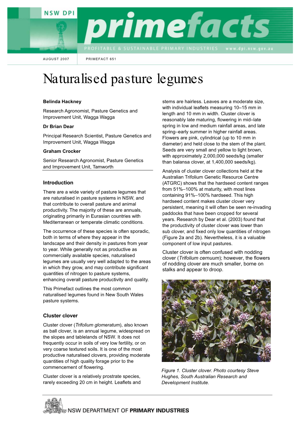 Naturalised Pasture Legumes