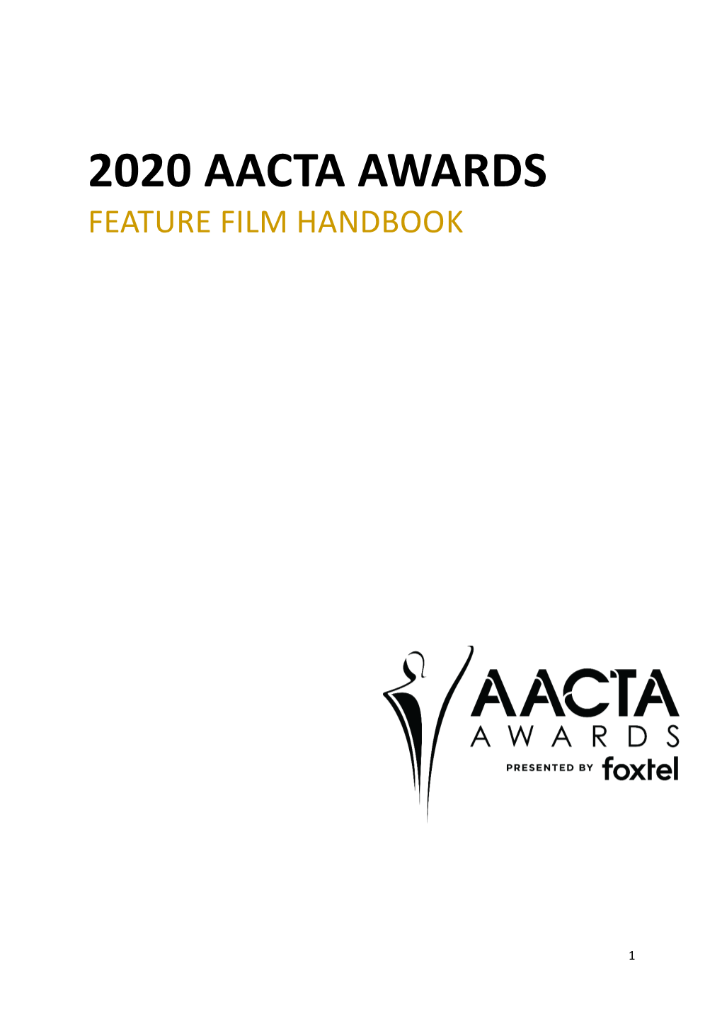 2020 Aacta Awards Feature Film Handbook