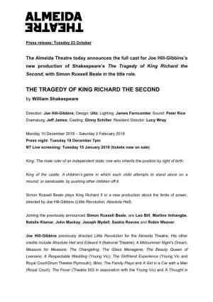 The Tragedy of King Richard the Second, with Simon Russell Beale in the Title Role