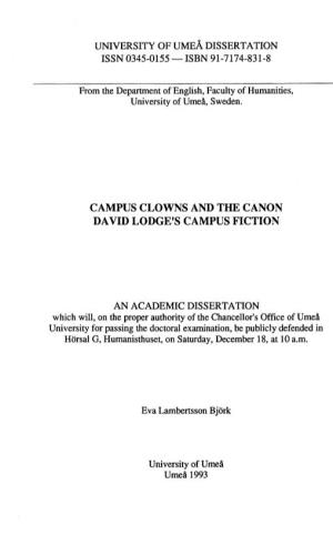 David Lodge's Campus Fiction