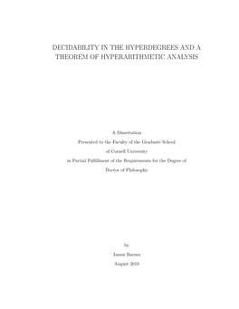 Decidability in the Hyperdegrees and a Theorem of Hyperarithmetic Analysis