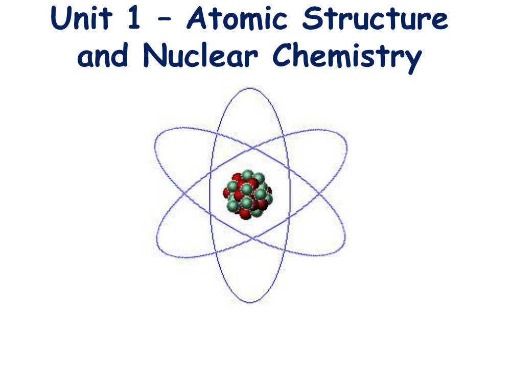 Unit 1 – Atomic Structure and Nuclear Chemistry Introduction to the Atom