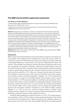 The SBR and Its Biofilm Application Potentials