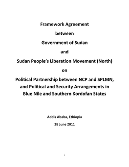 Framework Agreement Between Government of Sudan and Sudan