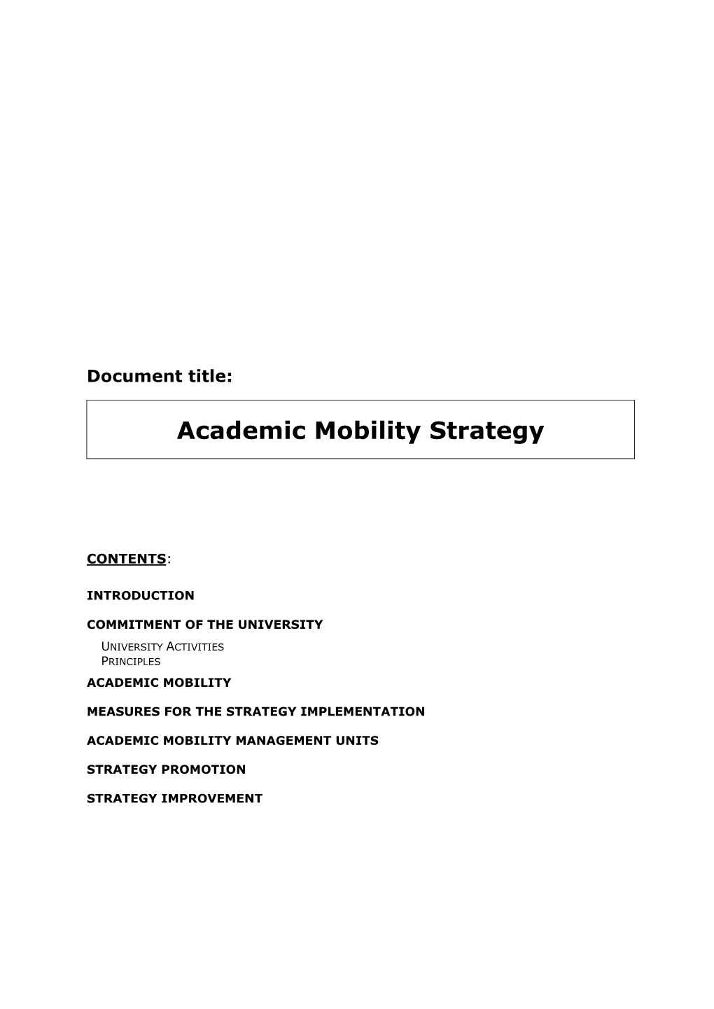 Academic Mobility Strategy