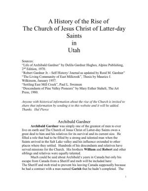 A History of the Rise of the Church of Jesus Christ of Latter-Day Saints in Utah