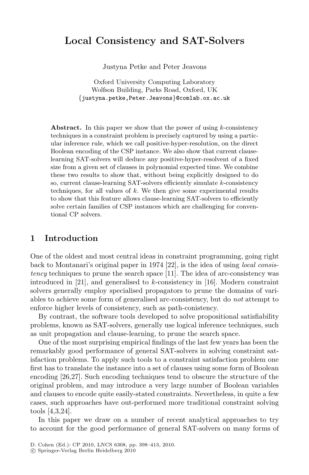 Local Consistency and SAT-Solvers