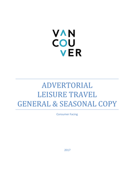 Advertorial LEISURE TRAVEL General & Seasonal Copy