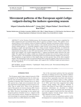 Movement Patterns of the European Squid Loligo Vulgaris During the Inshore Spawning Season