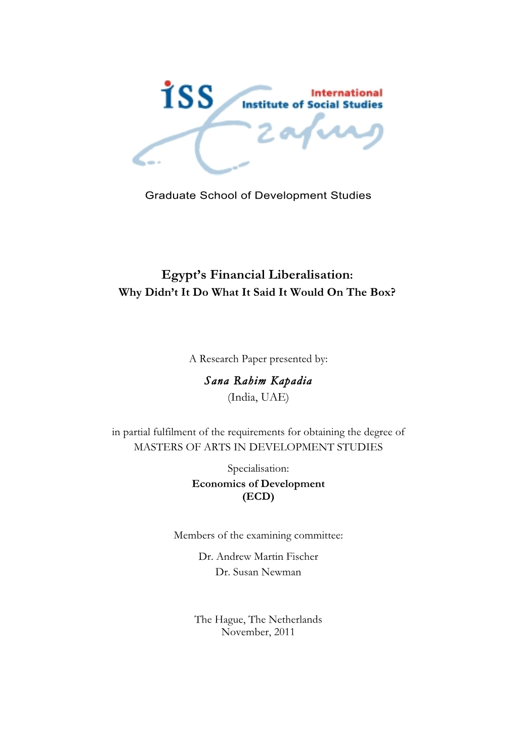 Egypt's Financial Liberalisation