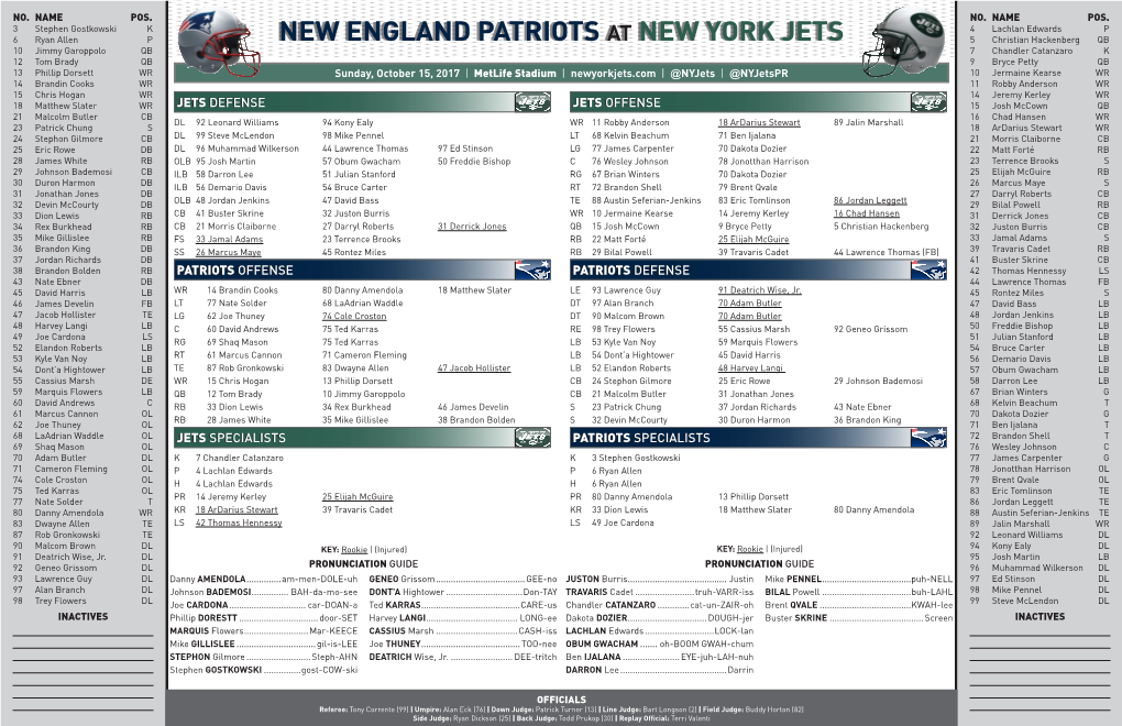 New England Patriots at New York Jets