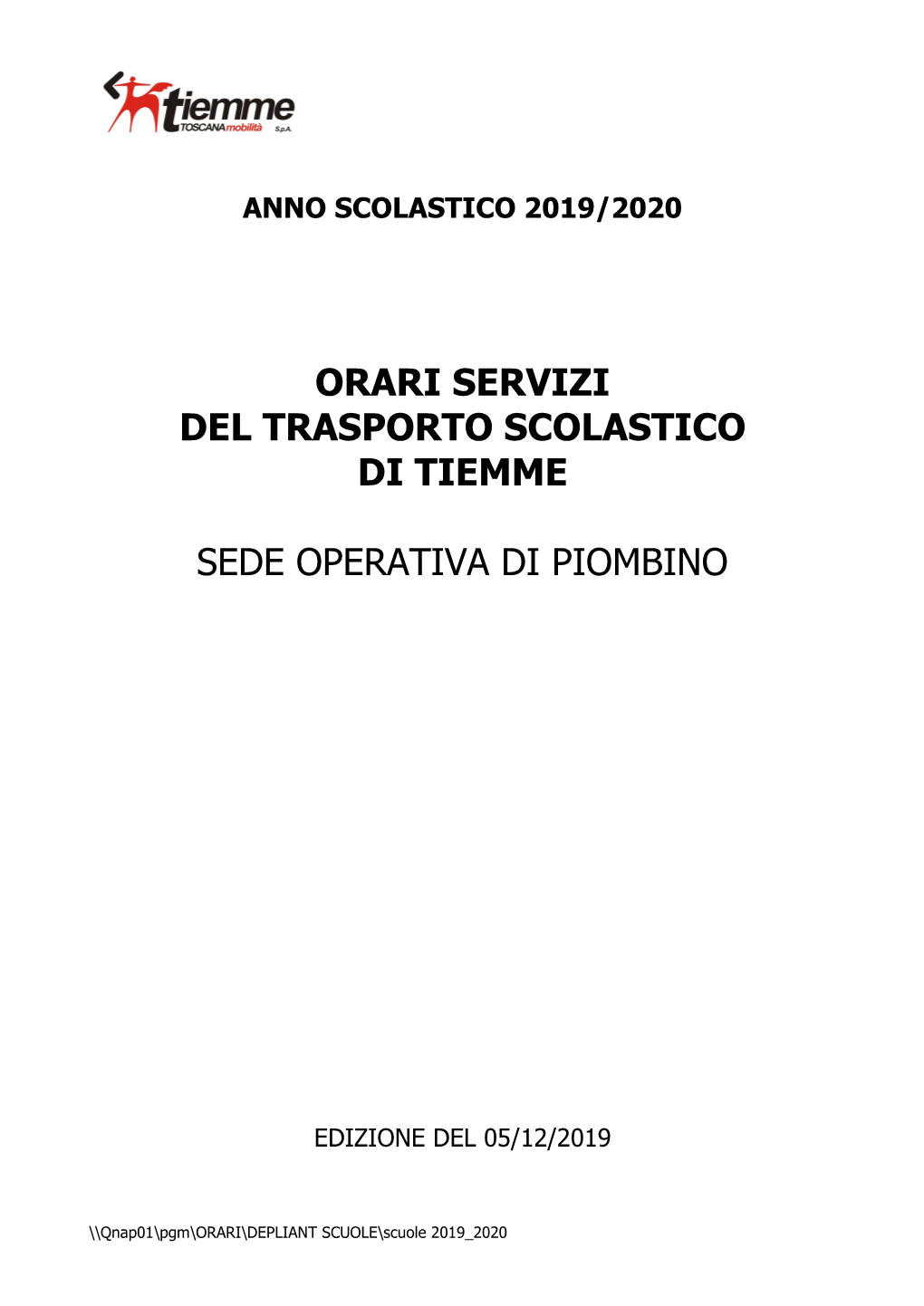 Orario Servizi Scolastici Sede Operativa Di Piombino A.S