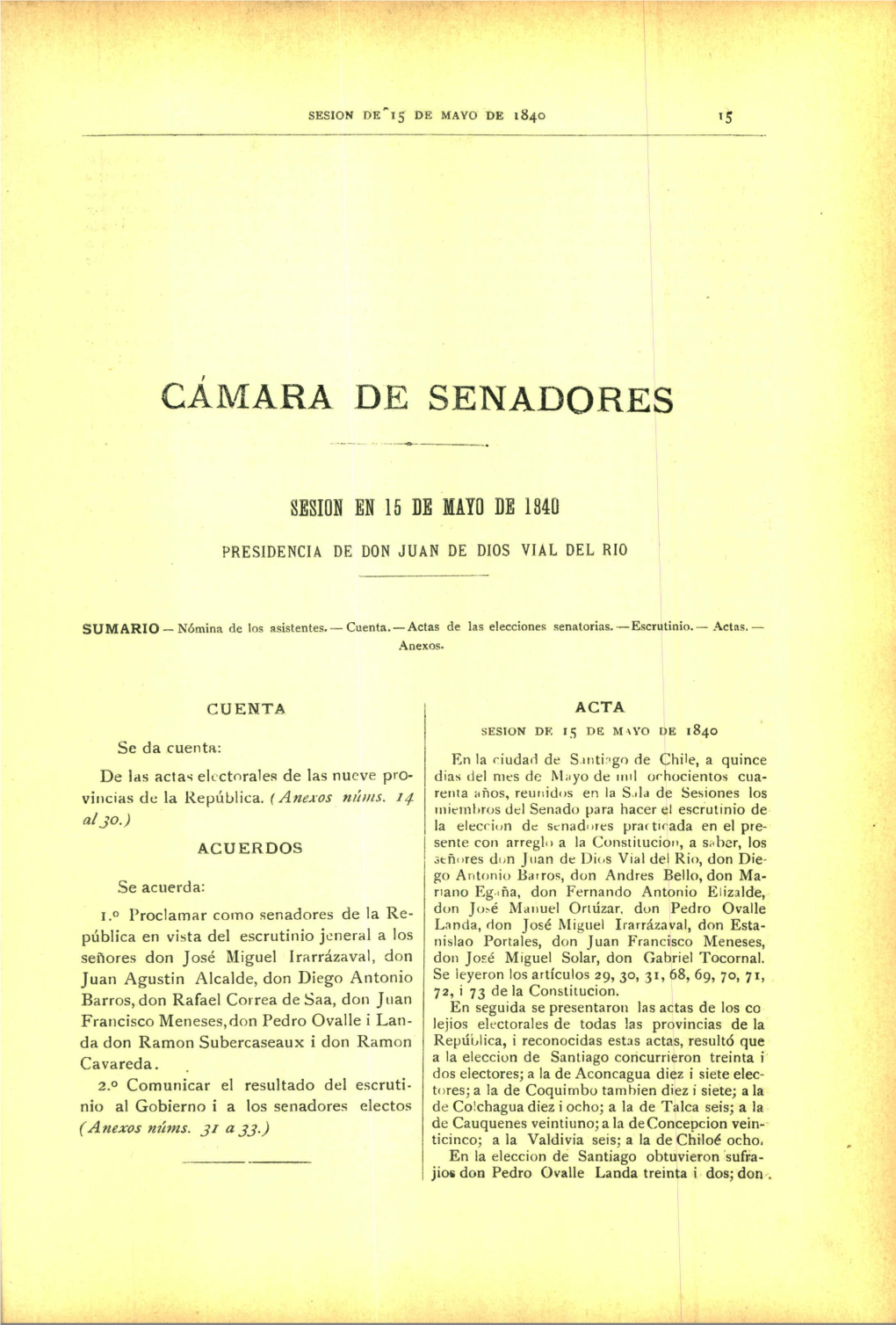 Sesión En 15 De Mayo De 1840