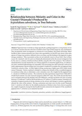 Relationship Between Molarity and Color in the Crystal ('Dramada