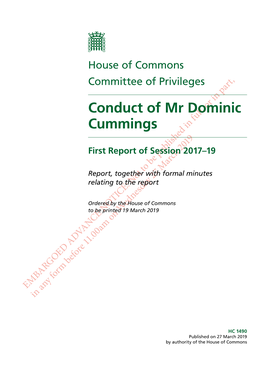 Conduct of Mr Dominic Cummings