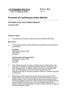 Purchase of a Painting by Arthur Melville
