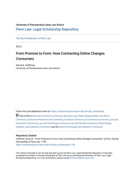 How Contracting Online Changes Consumers
