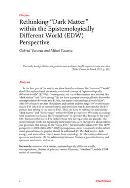 Rethinking “Dark Matter” Within the Epistemologically Different World (EDW) Perspective Gabriel Vacariu and Mihai Vacariu
