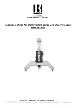 Handbook of Use for Digital Radius Gauge with Direct Measure Item 0810.05