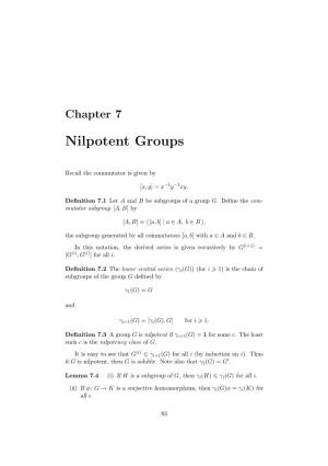 Nilpotent Groups