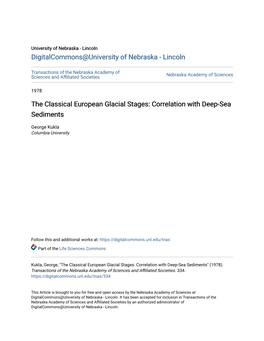 The Classical European Glacial Stages: Correlation with Deep-Sea Sediments