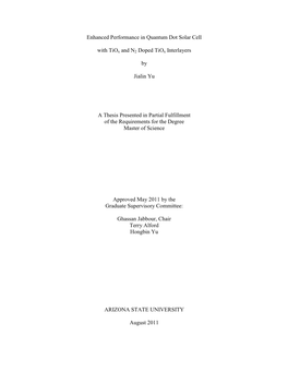 Enhanced Performance in Quantum Dot Solar Cell with Tiox and N2