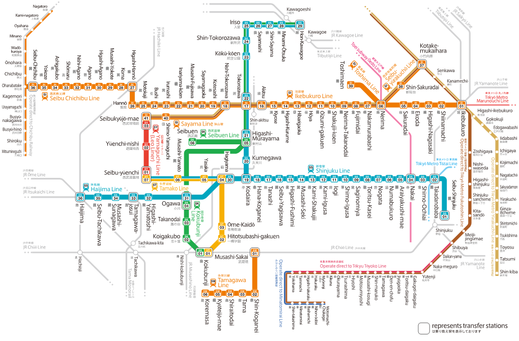 Represents Transfer Stations は乗り換え駅を表示しております Higashi-Nagasaki 高 田 馬 場 Tenji Metro T 東 長 崎 Ū Ō Y Shimo-Ochiai 祐天寺 Ky Kotake- Mukaihara 小竹向原 下 落 合 Ō