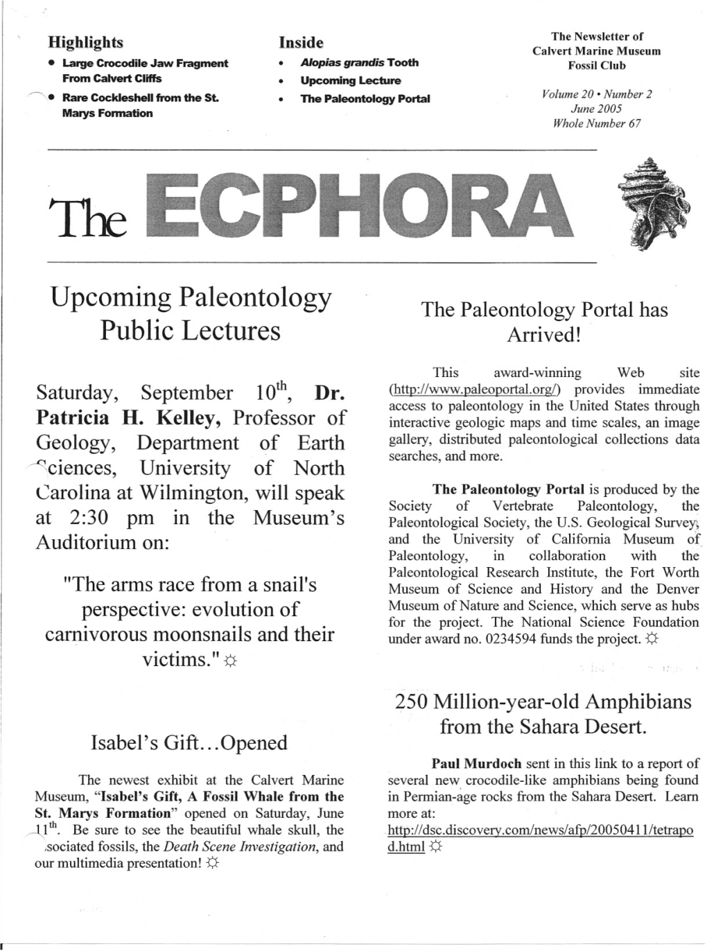 Upcoming Paleontology Public Lectures