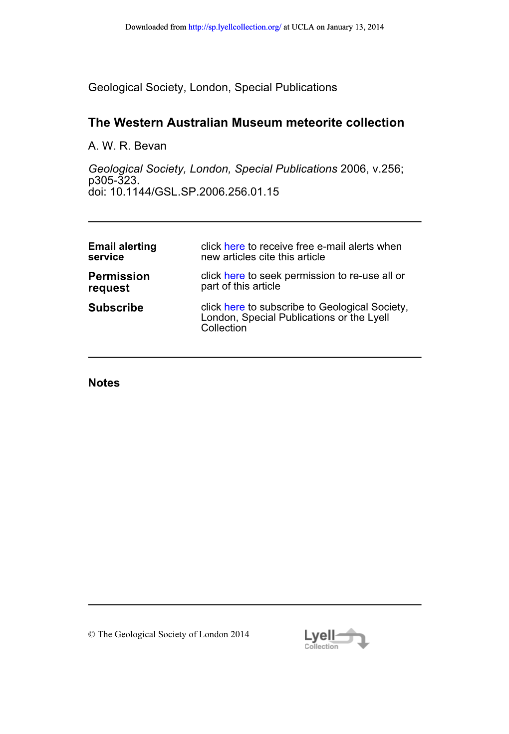 The Western Australian Museum Meteorite Collection, by Alex Bevan