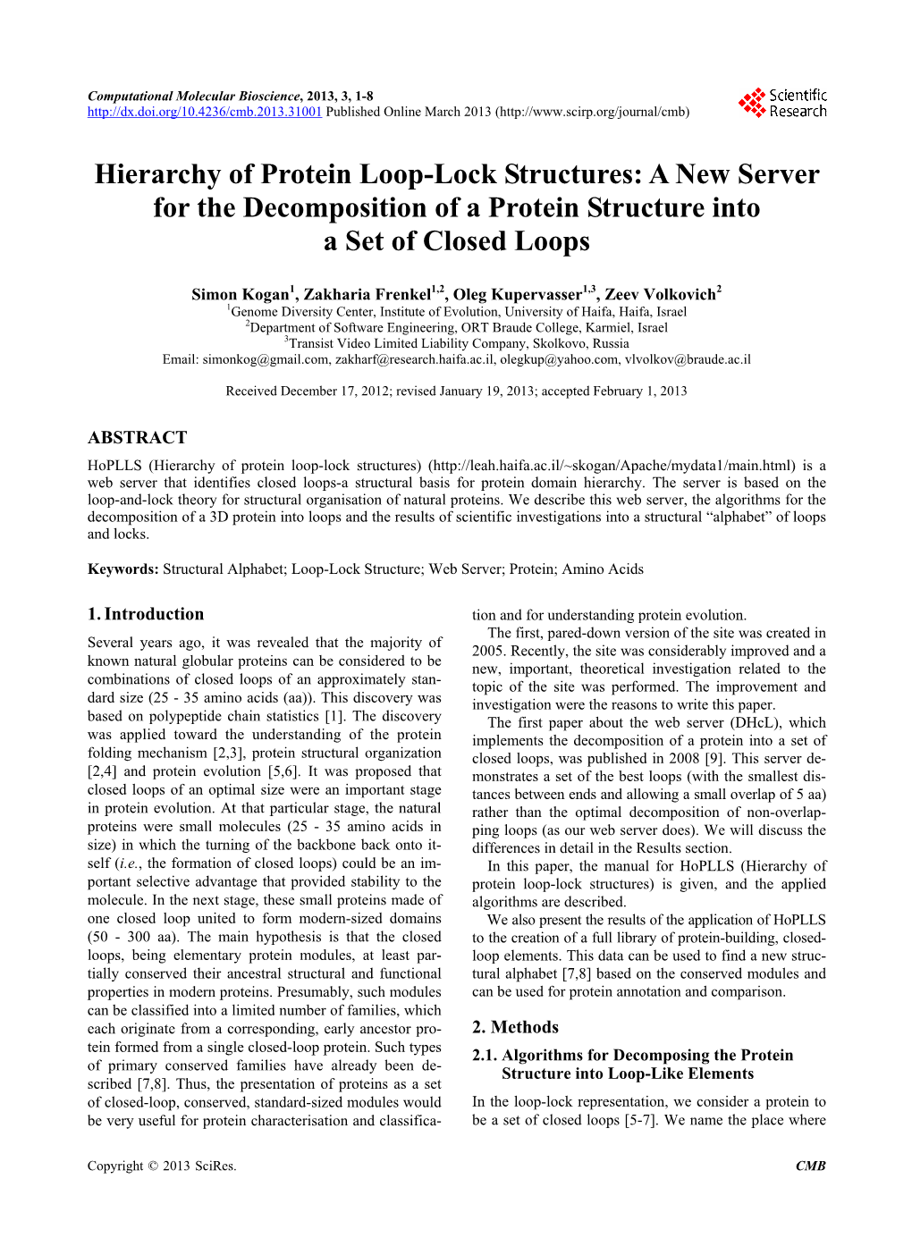 Hierarchy of Protein Loop-Lock Structures: a New Server for the Decomposition of a Protein Structure Into a Set of Closed Loops