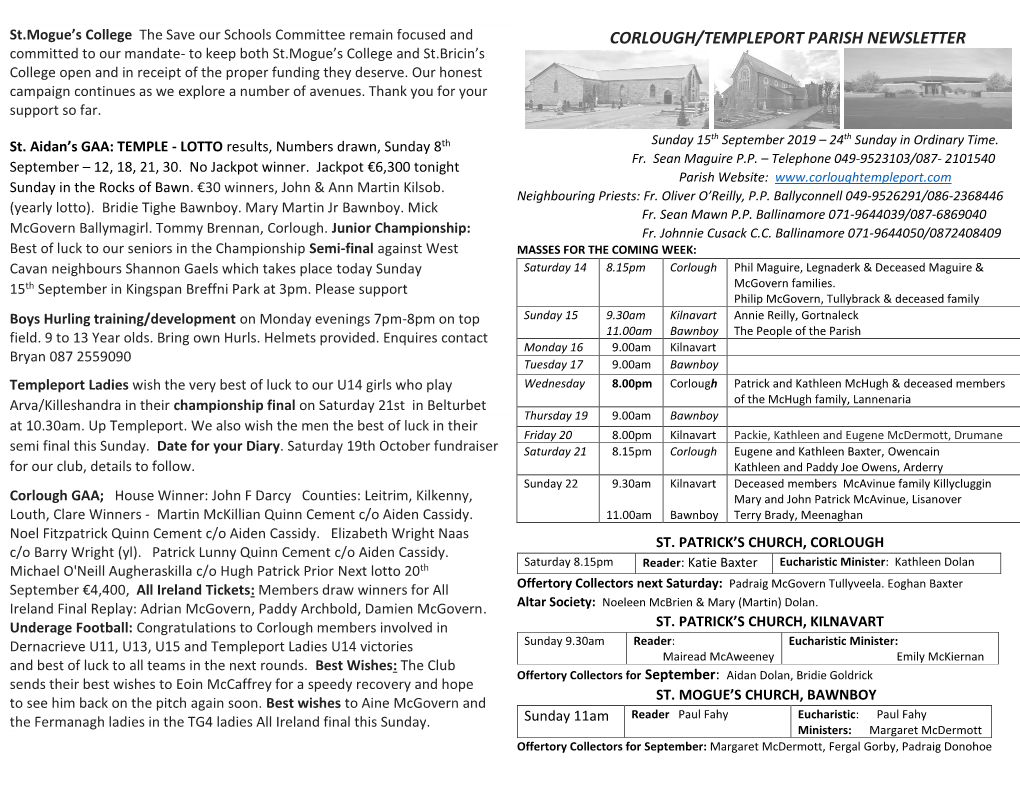 Corlough/Templeport Parish Newsletter