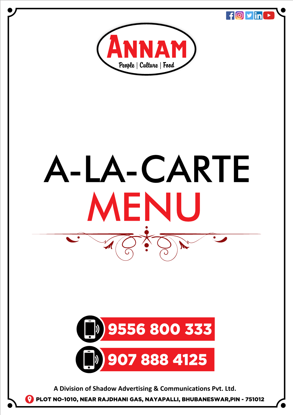 A-La-Carte Menu