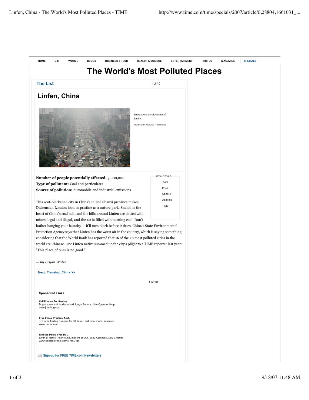 Linfen, China - the World's Most Polluted Places - TIME