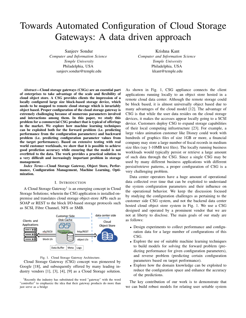 Towards Automated Configuration of Cloud Storage