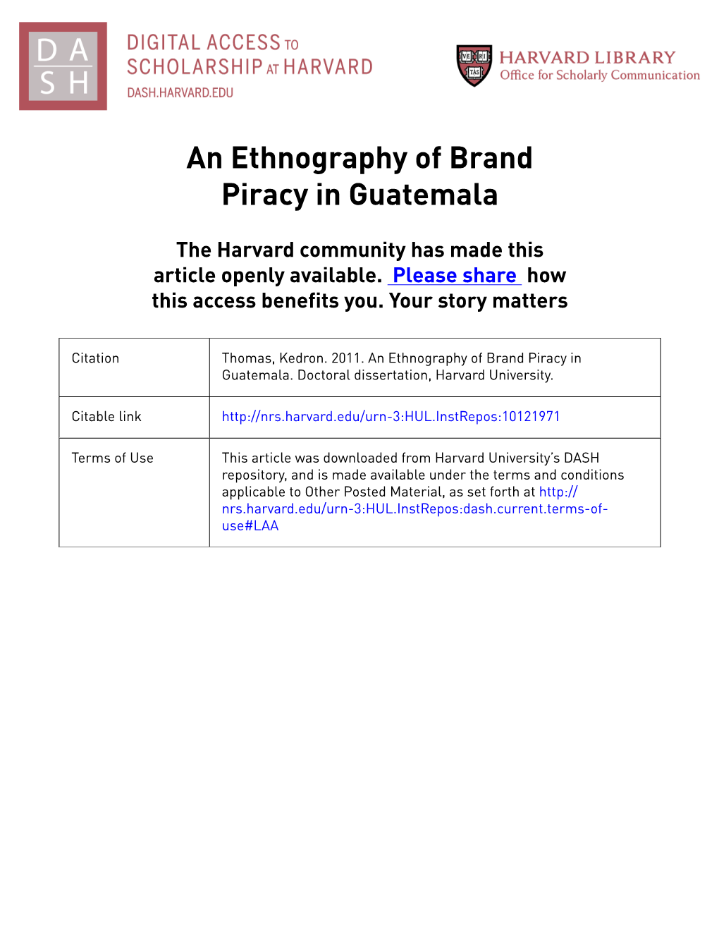 An Ethnography of Brand Piracy in Guatemala