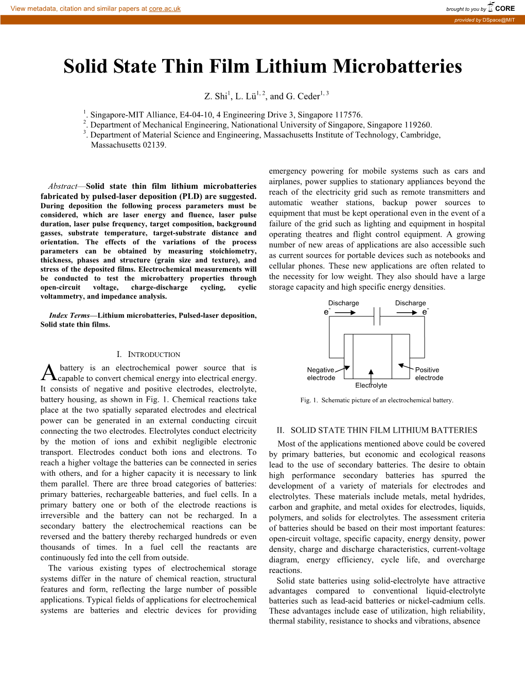 Solid State Thin Film Lithium Microbatteries