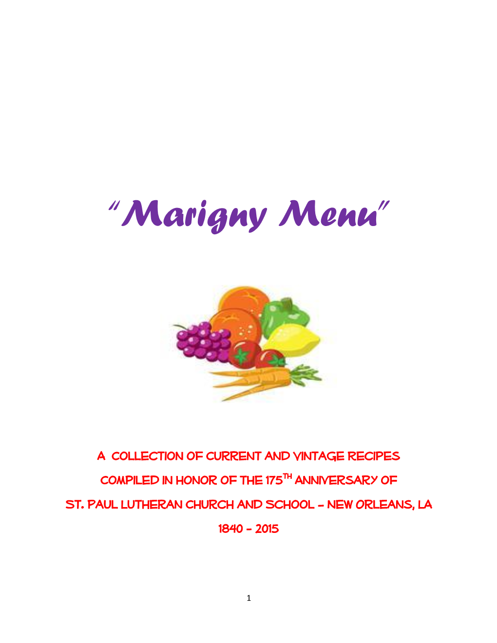 “Marigny Menu”