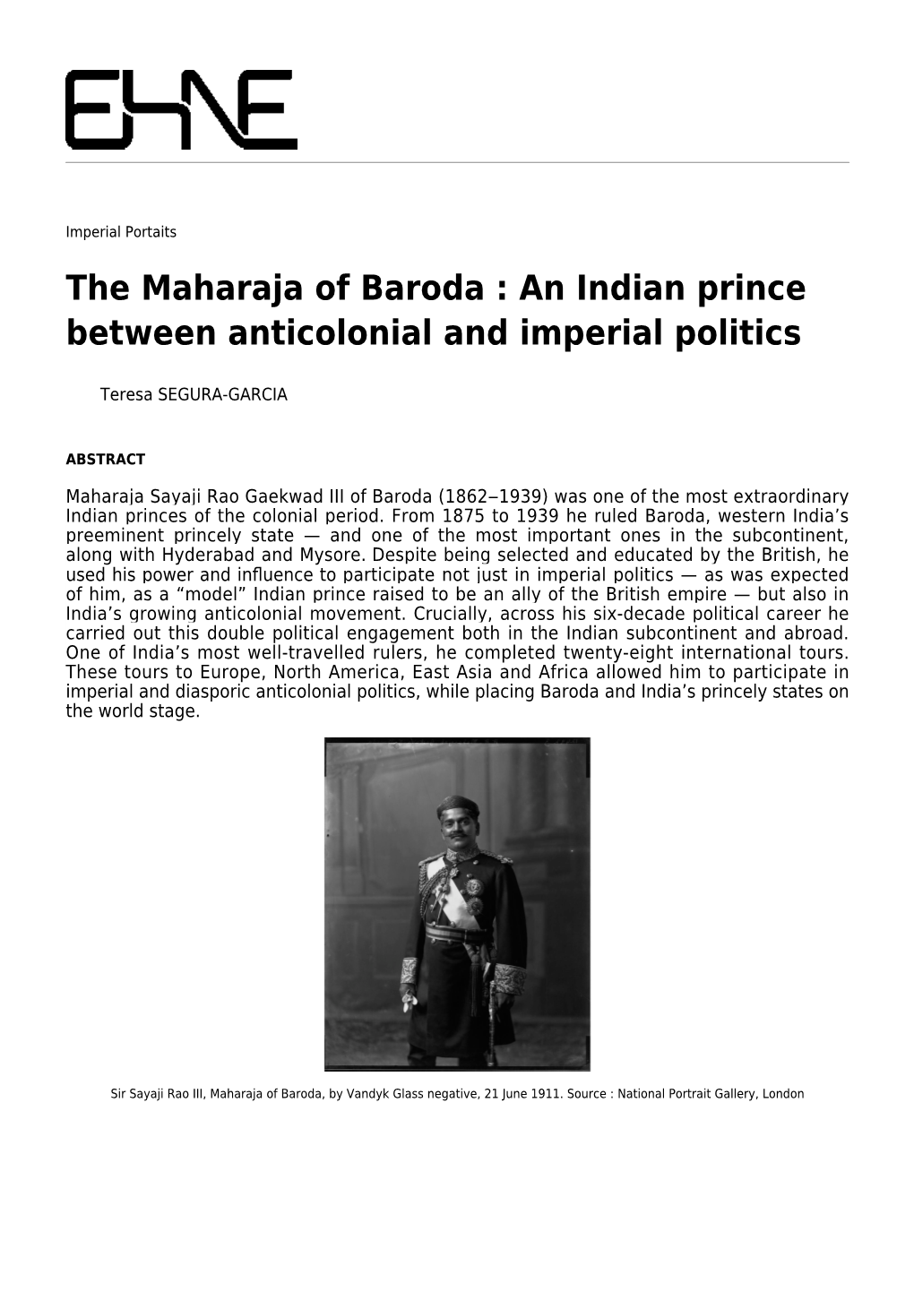 An Indian Prince Between Anticolonial and Imperial Politics