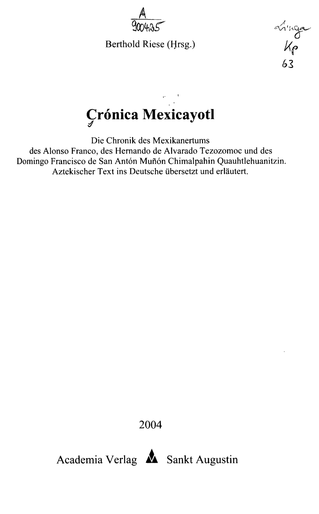 Crönica Mexicayotl